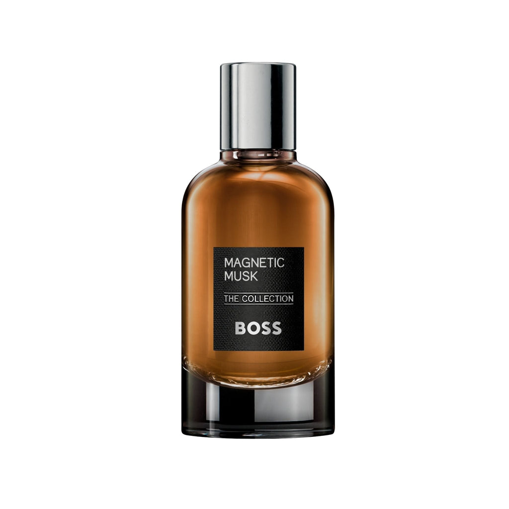 Refect Beauty Hugo Boss The Collection Magnetic Musk Eau de Parfum in a sleek amber glass bottle with silver cap