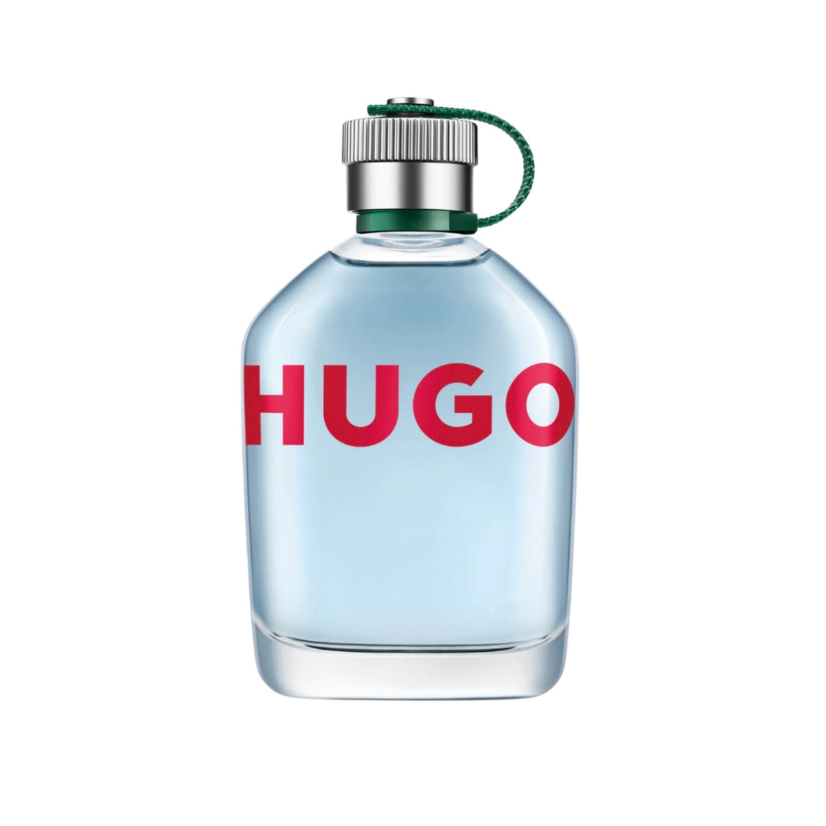 Refect Beauty Hugo Boss Hugo Man Eau de Toilette in a clear glass bottle with a signature green cap strap.
