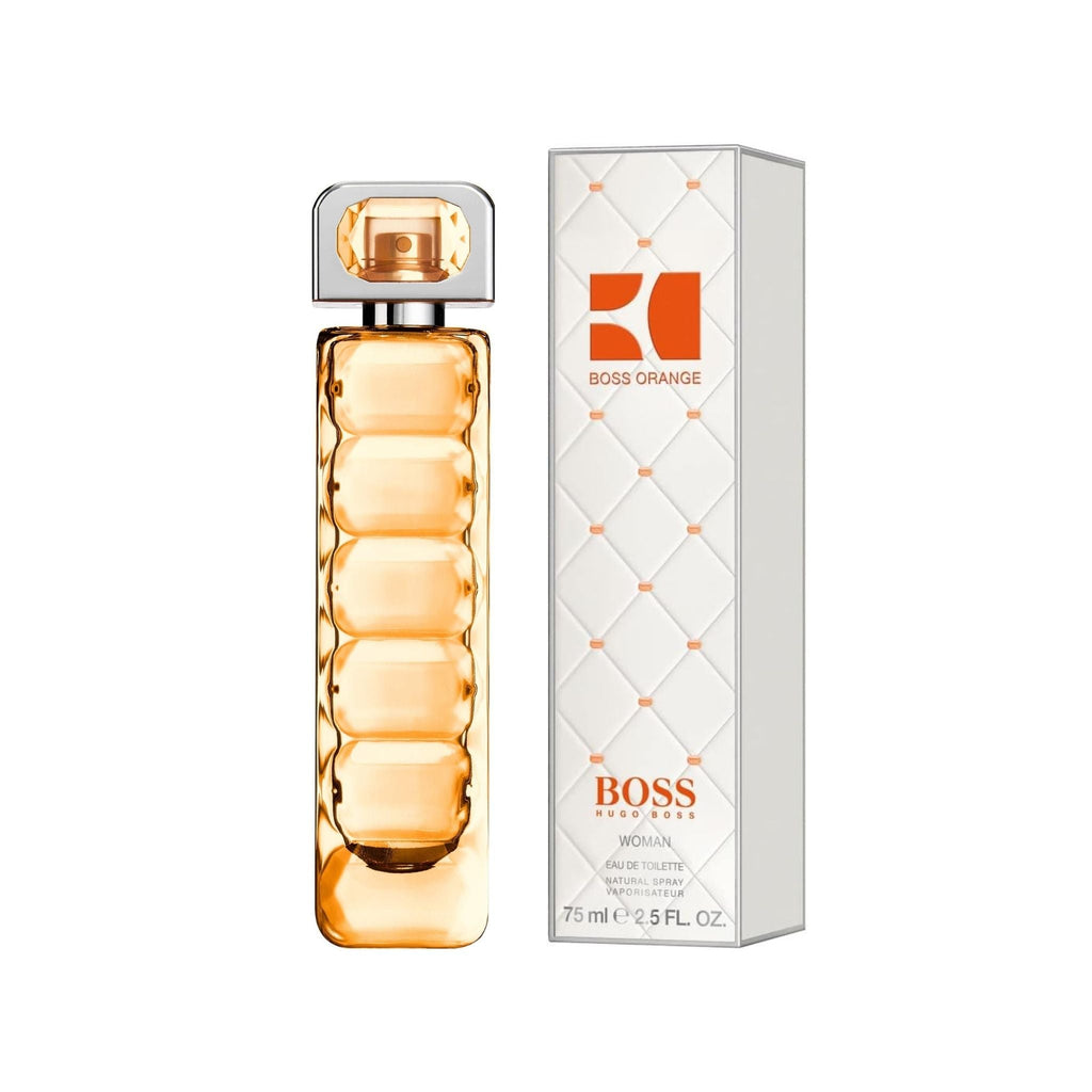 Refect Beauty Hugo Boss Boss Orange Woman Eau de Toilette perfume bottle and white quilted box packaging