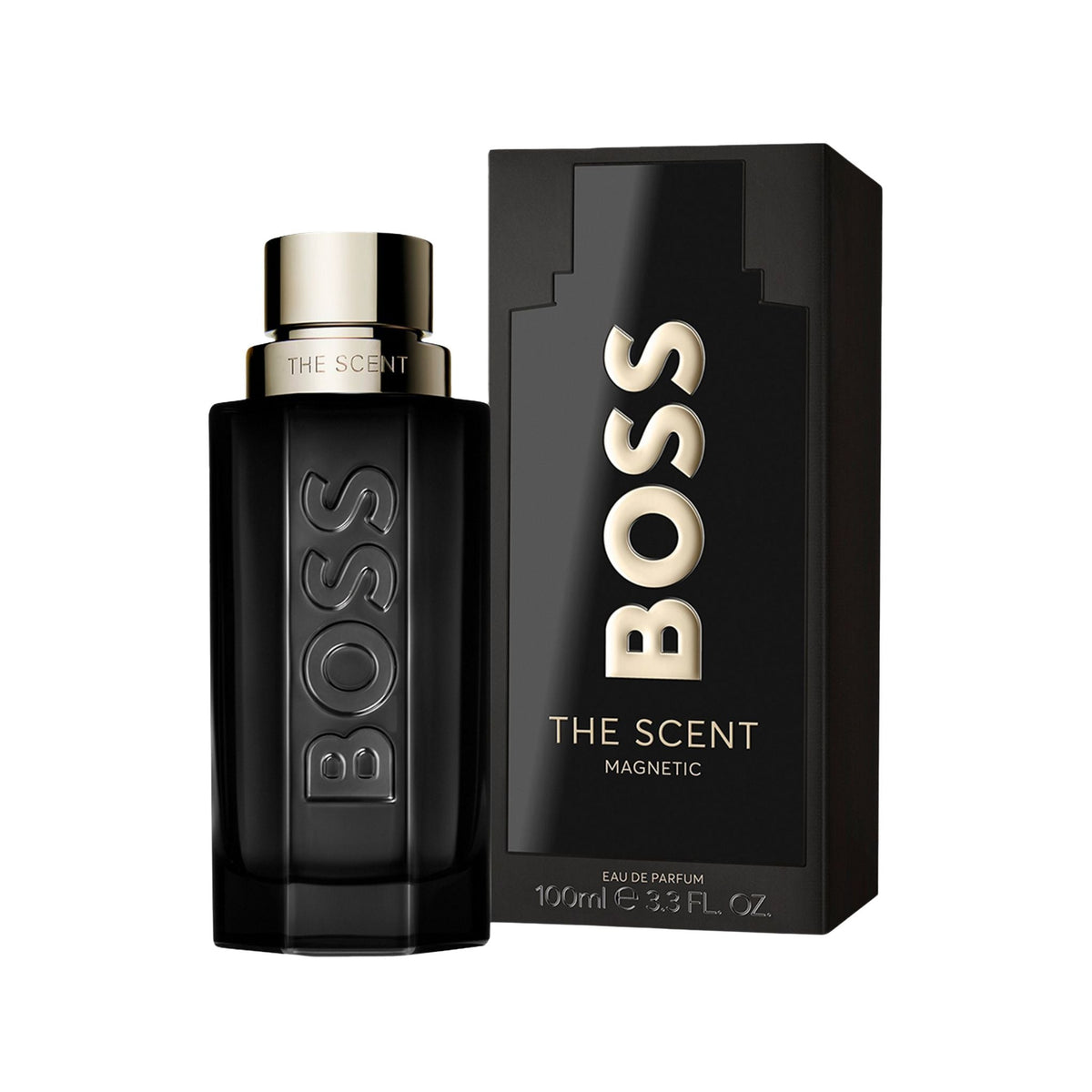 Refect Beauty Hugo Boss The Scent Magnetic Eau de Parfum bottle and black box packaging for men