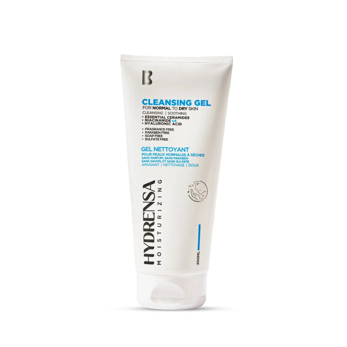 Refect Beauty Kolagra HYDRENSA hydrating cleansing gel in a white 200ml squeeze tube for normal to dry skin.