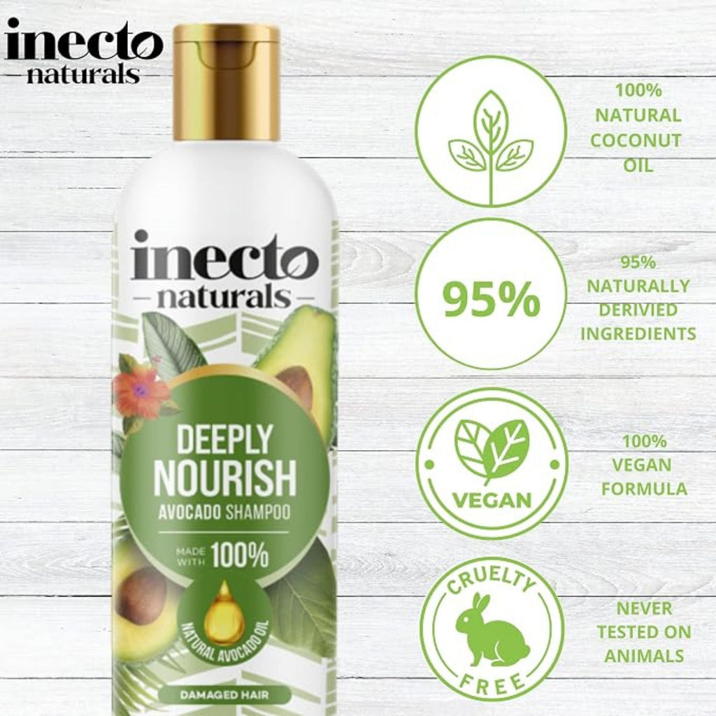 Refect Beauty Inecto Naturals Avocado Shampoo bottle with natural ingredients and vegan cruelty-free labels