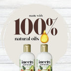 Refect Beauty Inecto Naturals Avocado Shampoo bottles featuring 100 percent natural oils branding on a rustic background