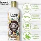 Refect Beauty Inecto Naturals coconut shampoo bottle with tropical design, highlighting natural and vegan ingredients.