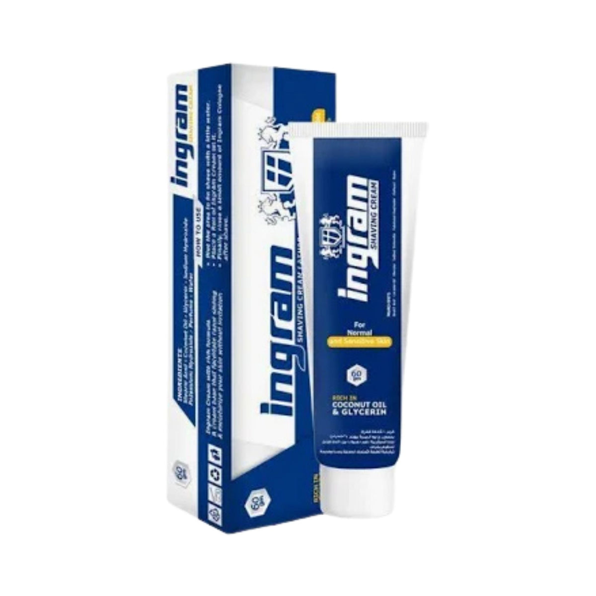 Refect Beauty Ingram Cool Lather Shaving Cream tube and box in classic blue packaging for a smooth, refreshing shave.