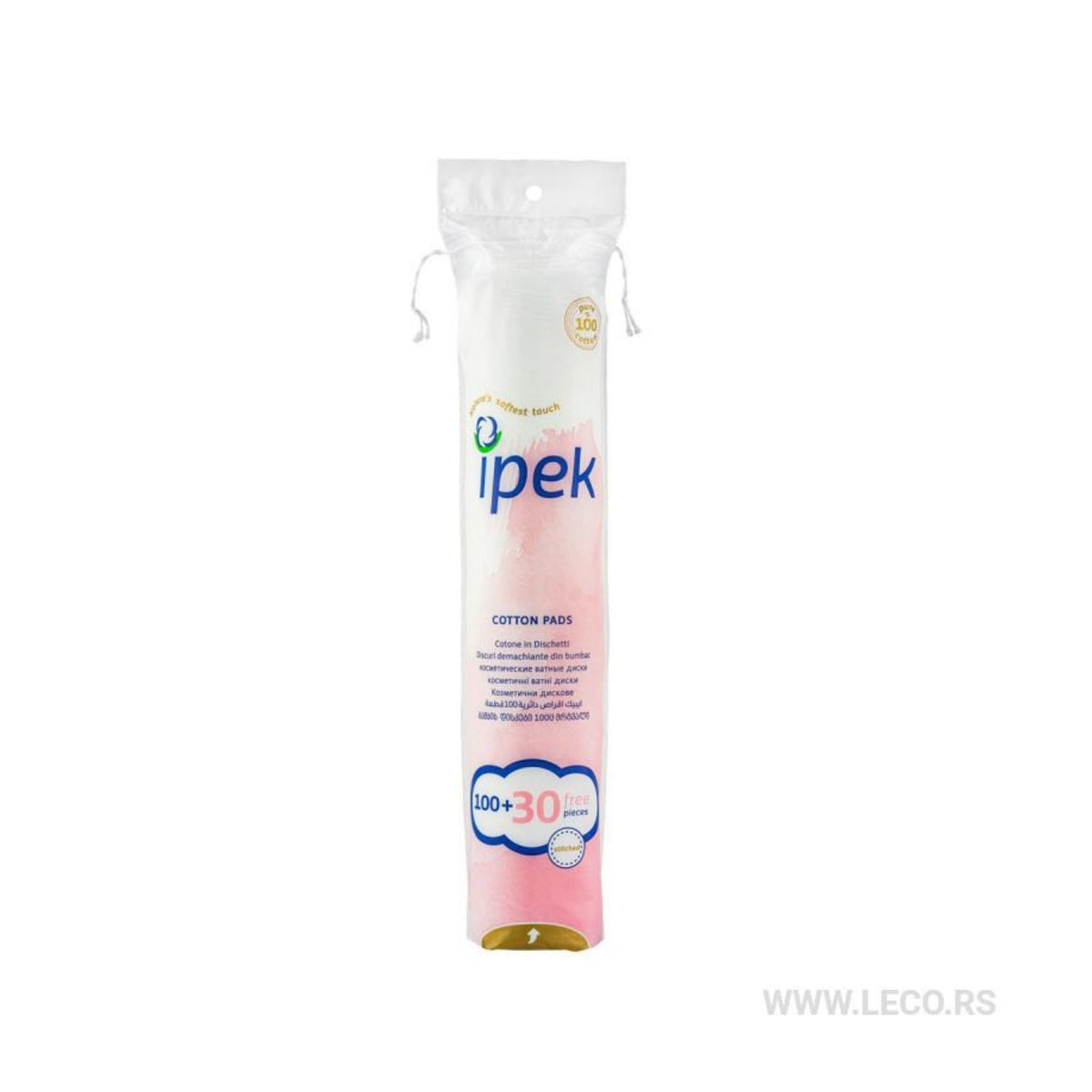Refect Beauty Ipek cotton rounds in a 130-piece cylindrical plastic pack for gentle makeup removal and skincare.