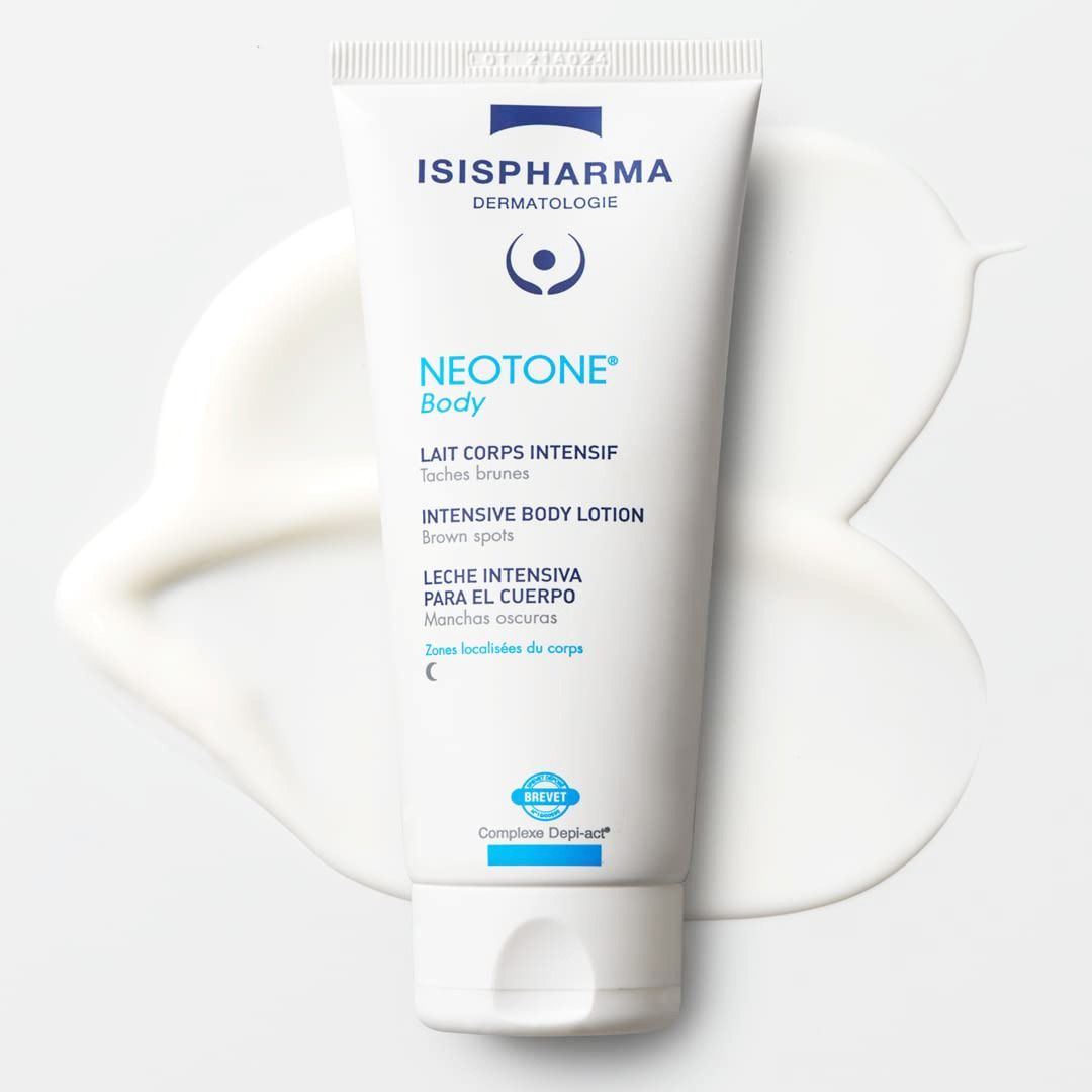 Refect Beauty Isispharma Neotone Body intensive lotion for dark spots and pigmentation on a white cream background.