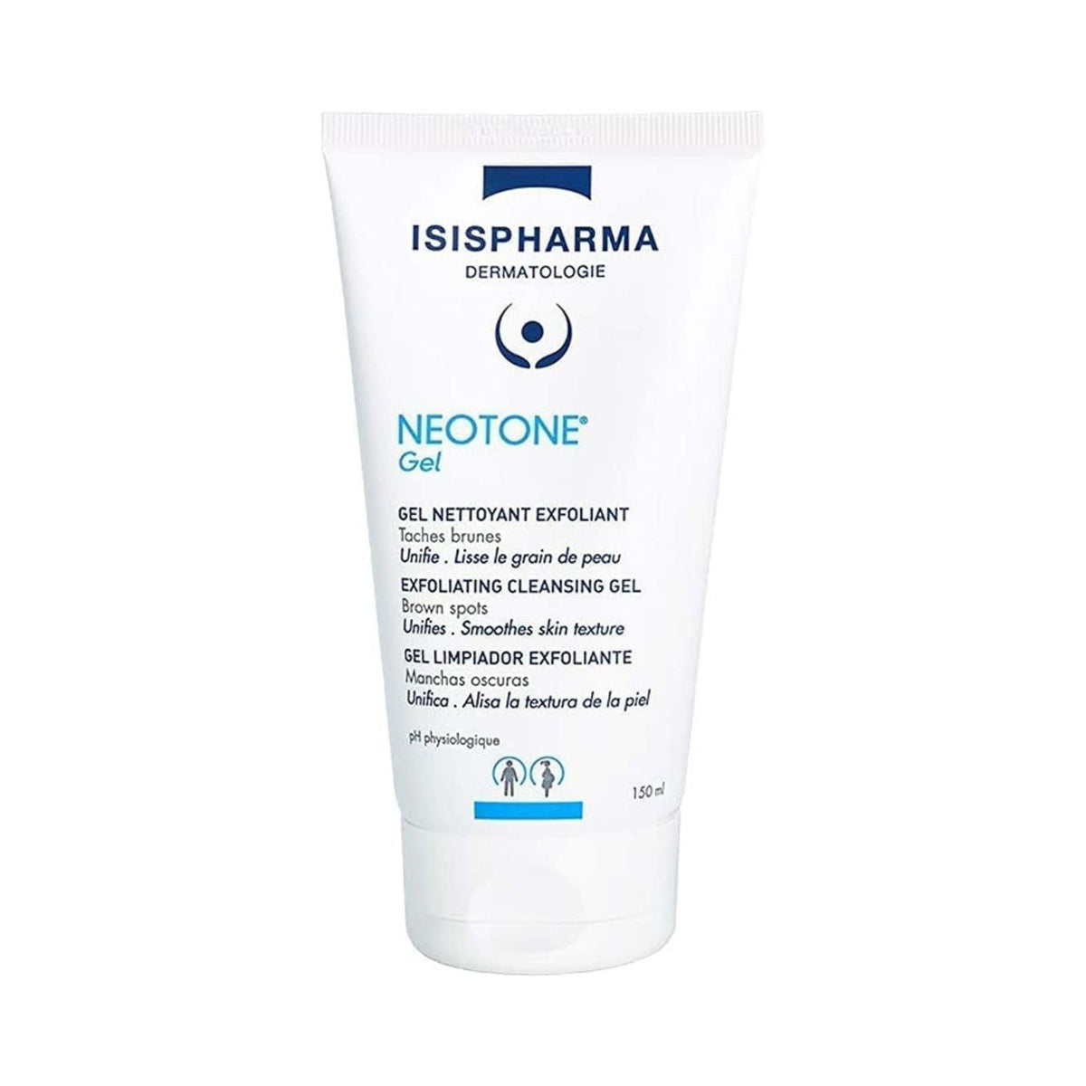 Refect Beauty Isispharma Neotone exfoliating cleansing gel in a white 150ml tube for dark spots and pigmentation.