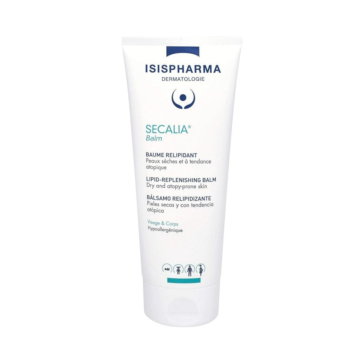 Refect Beauty Isispharma Secalia lipid-replenishing moisturizing balm for dry and atopy-prone skin in a white tube.