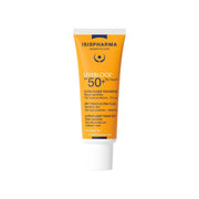 Refect Beauty Isispharma Uveblock SPF50 Dry Touch sunscreen in an orange tube for oily and sensitive skin.