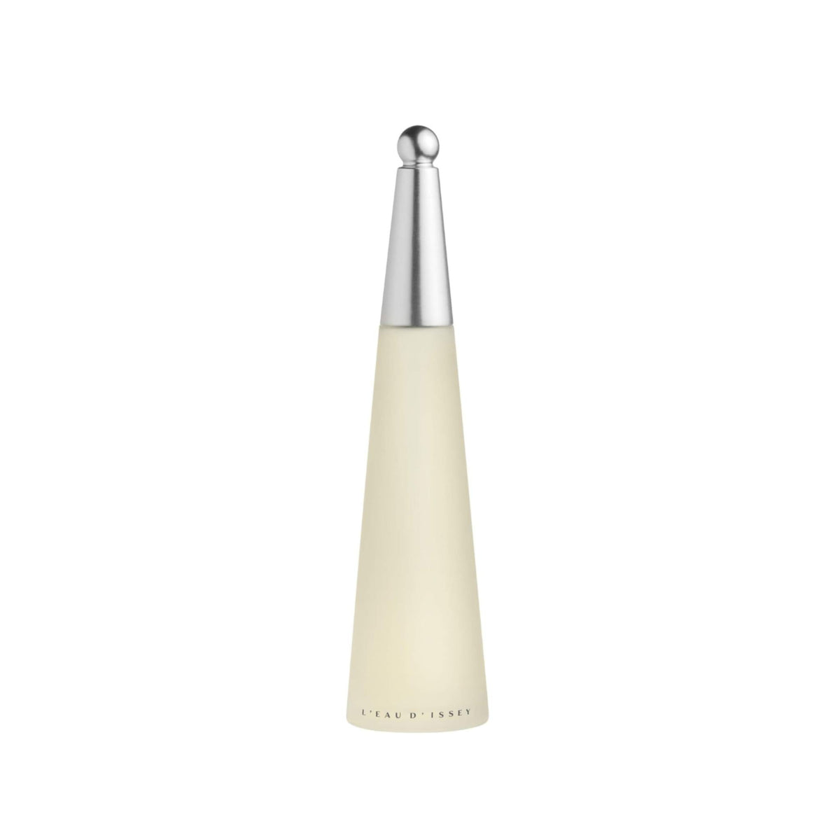 Refect Beauty Issey Miyake L'Eau d'Issey Eau de Toilette in a tall, minimalist conical glass bottle with silver cap.