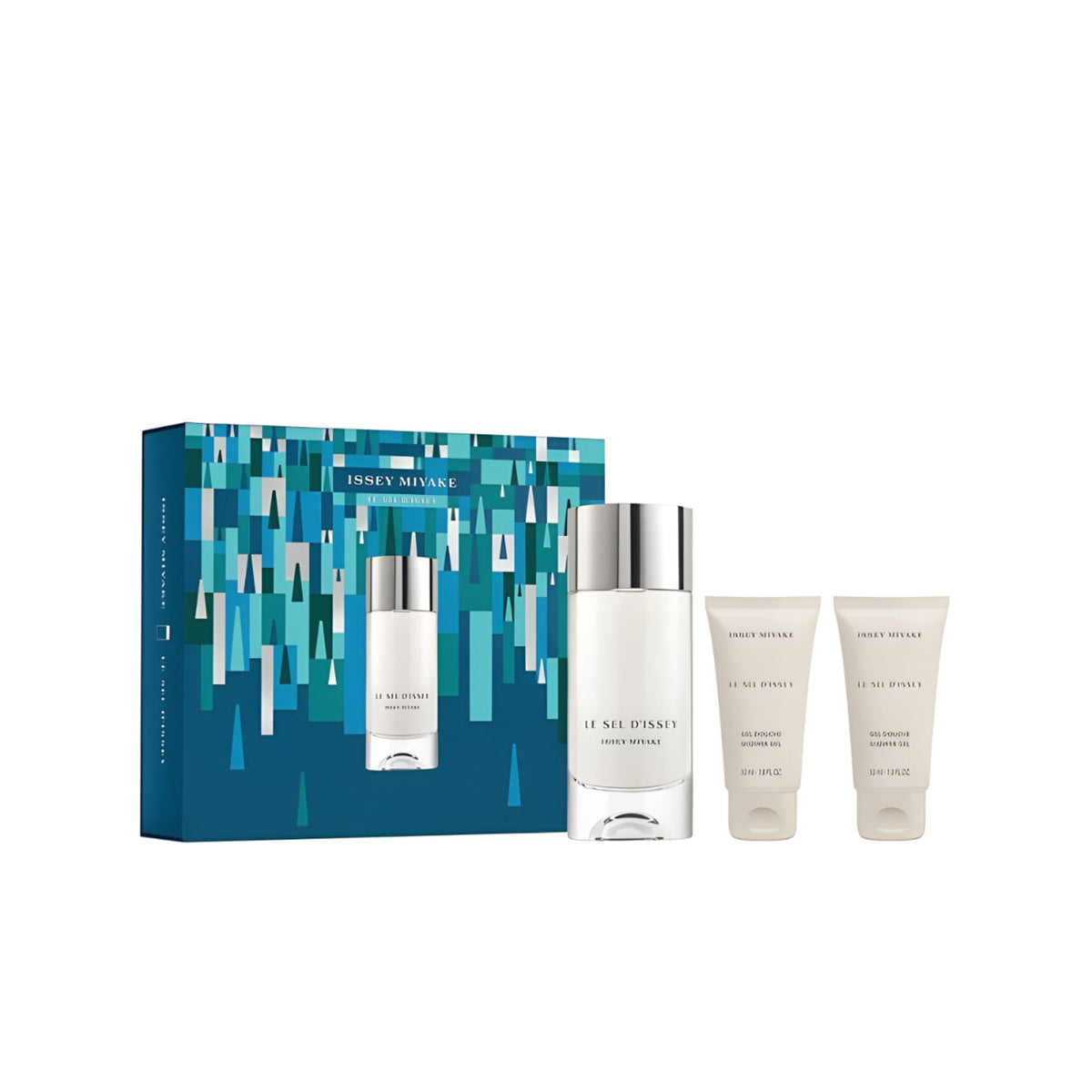 Refect Beauty Issey Miyake Le Sel D'Issey gift set featuring a 100ml Eau de Toilette and two shower gel tubes.