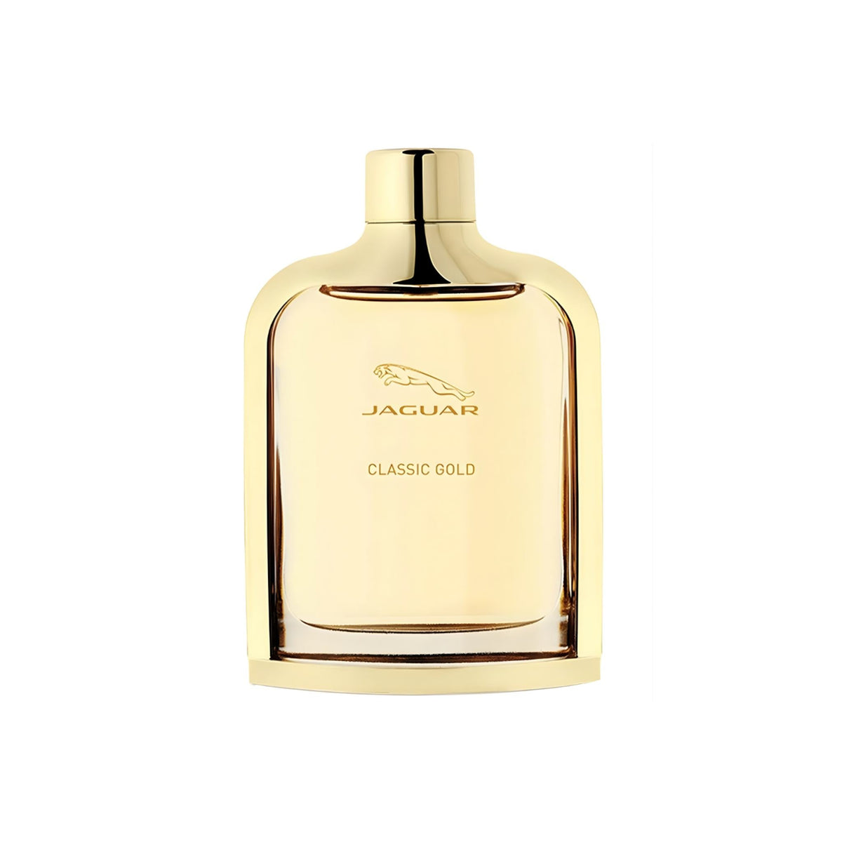 Refect Beauty Jaguar Classic Gold eau de toilette in a sleek, metallic gold bottle for men.