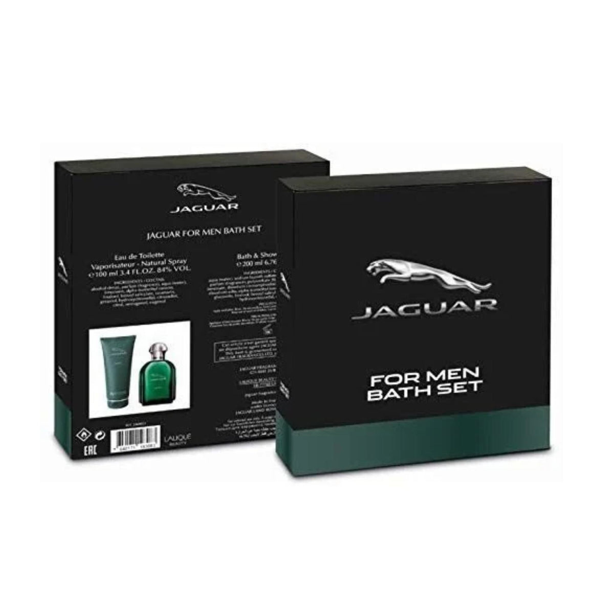 Refect Beauty Jaguar Green gift set featuring a 100ml Eau de Toilette and 200ml shower gel in a black presentation box.
