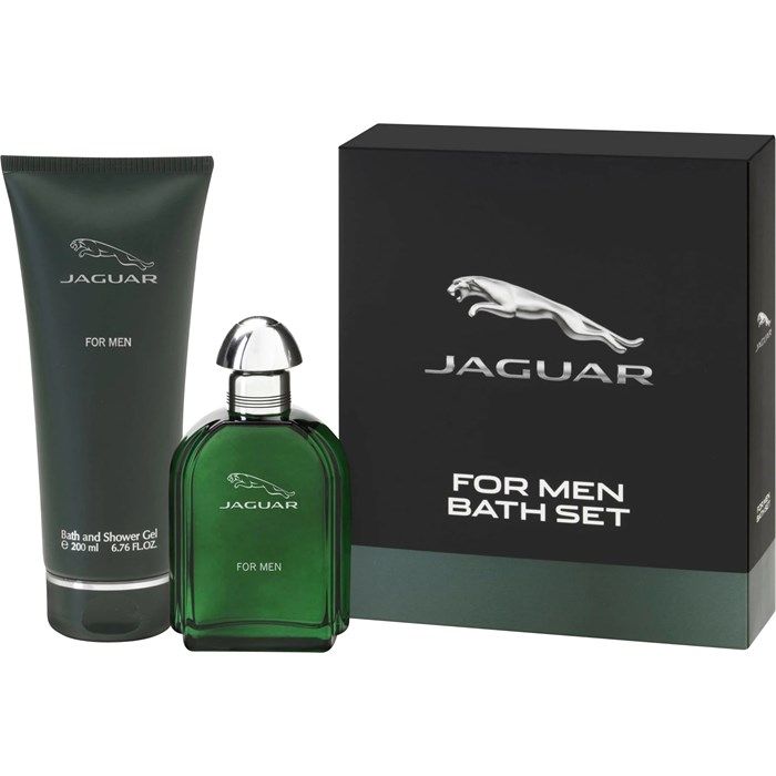 Refect Beauty Jaguar Green gift set featuring a 100ml Eau de Toilette bottle, 200ml shower gel, and branded box.