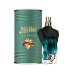 Refect Beauty Jean Paul Gaultier Le Beau Le Parfum bottle with green and black torso design and golden fig leaf detail