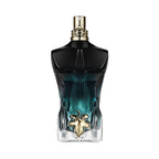 Refect Beauty Jean Paul Gaultier Le Beau Le Parfum bottle with black and green gradient torso and golden fig leaf.