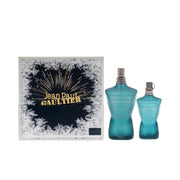 Refect Beauty Jean Paul Gaultier Le Male gift set featuring a 100ml and 40ml torso-shaped bottle in a festive box.