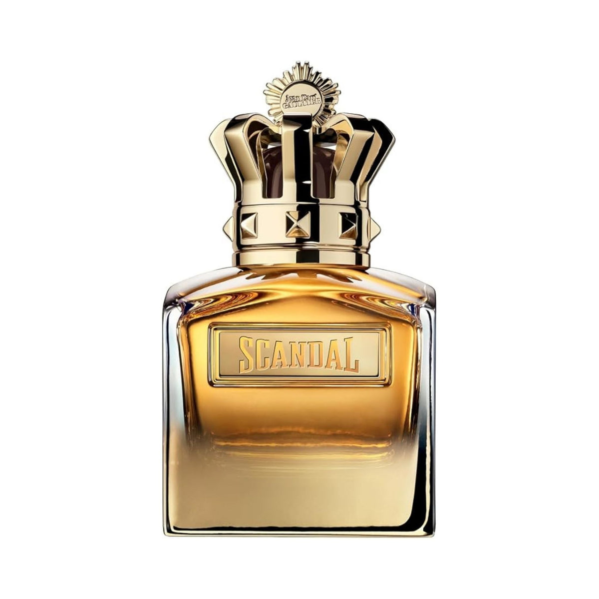 Refect Beauty Jean Paul Gaultier Scandal Absolu Pour Homme perfume bottle with a gold crown cap and amber glass.