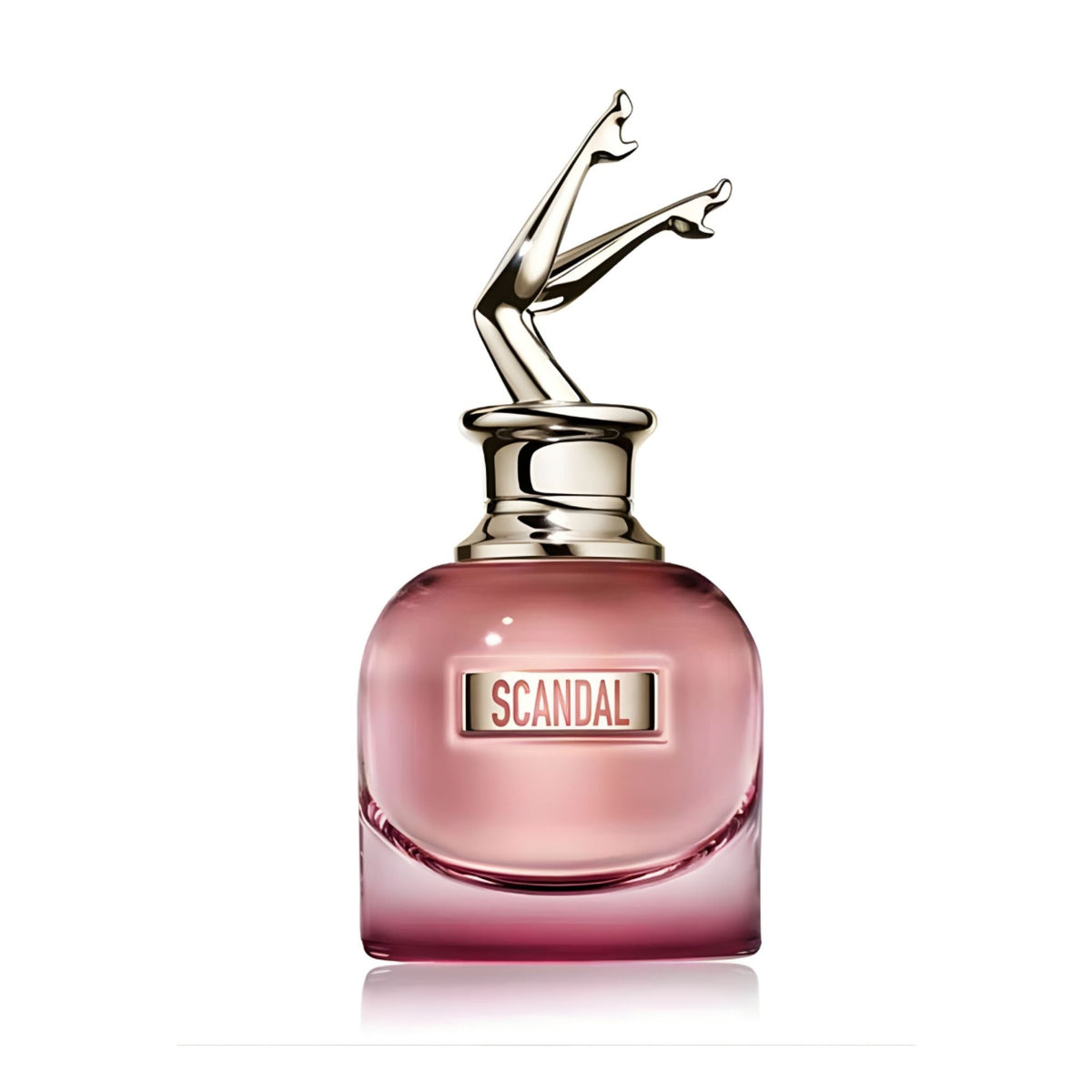 Refect Beauty Jean Paul Gaultier Scandal By Night perfume bottle with iconic legs stopper and pink glass design