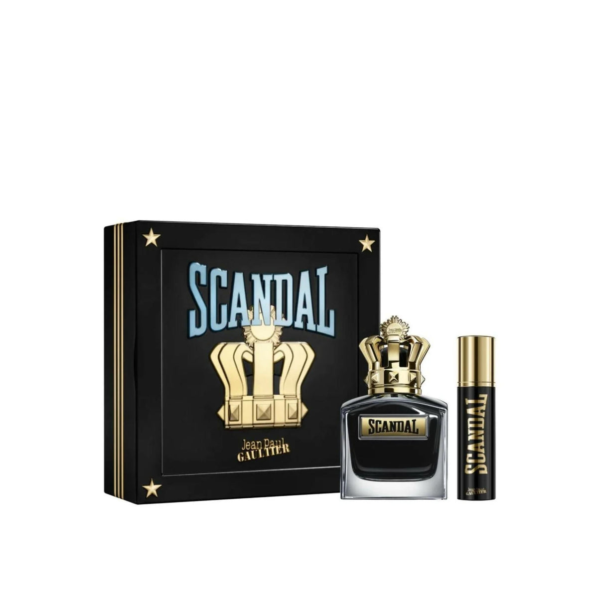 Refect Beauty Jean Paul Gaultier Scandal Pour Homme gift set featuring a 100ml bottle and 10ml travel spray.