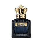Refect Beauty Jean Paul Gaultier Scandal Pour Homme Intense perfume bottle with a gold crown cap and dark blue glass.