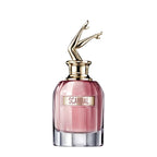 Refect Beauty Jean Paul Gaultier Scandal Eau de Parfum in a pink glass bottle with a gold legs stopper.