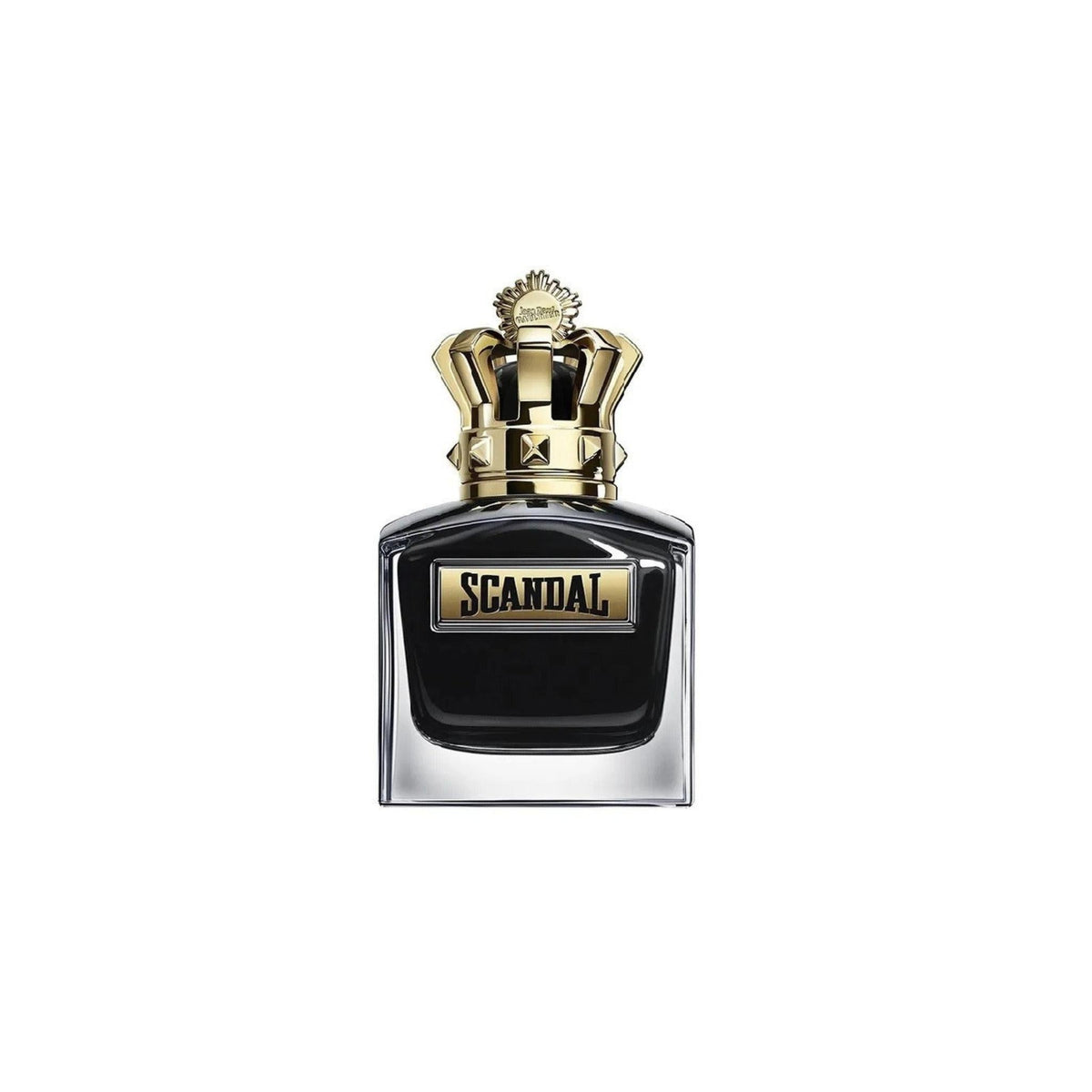 Refect Beauty Jean Paul Gaultier Scandal Pour Homme fragrance bottle with a gold crown cap and dark glass base