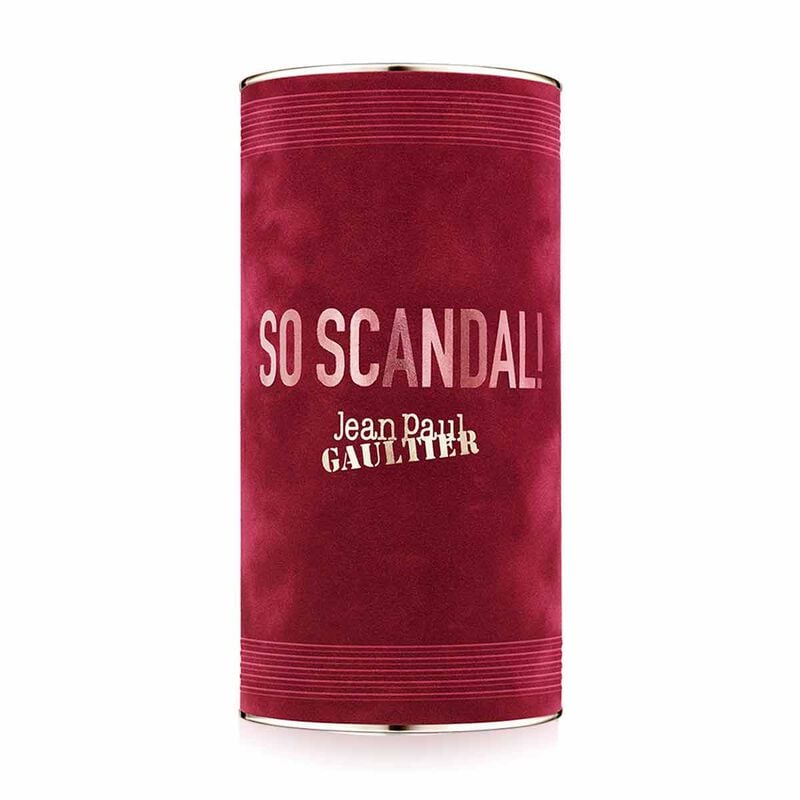 Refect Beauty Jean Paul Gaultier So Scandal Eau de Parfum in a deep red cylindrical velvet textured bottle