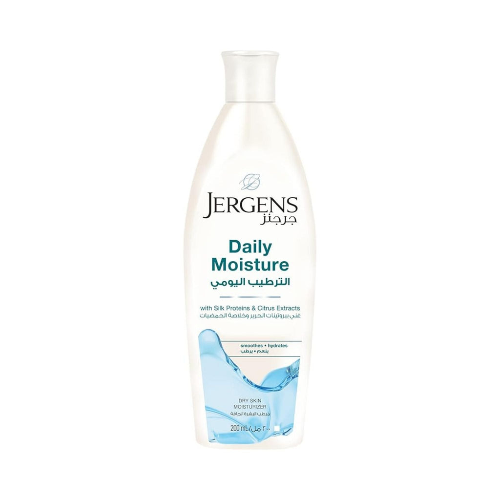 Refect Beauty Jergens Hydralucence Daily Moisture body lotion bottle for dry skin with silk proteins and citrus