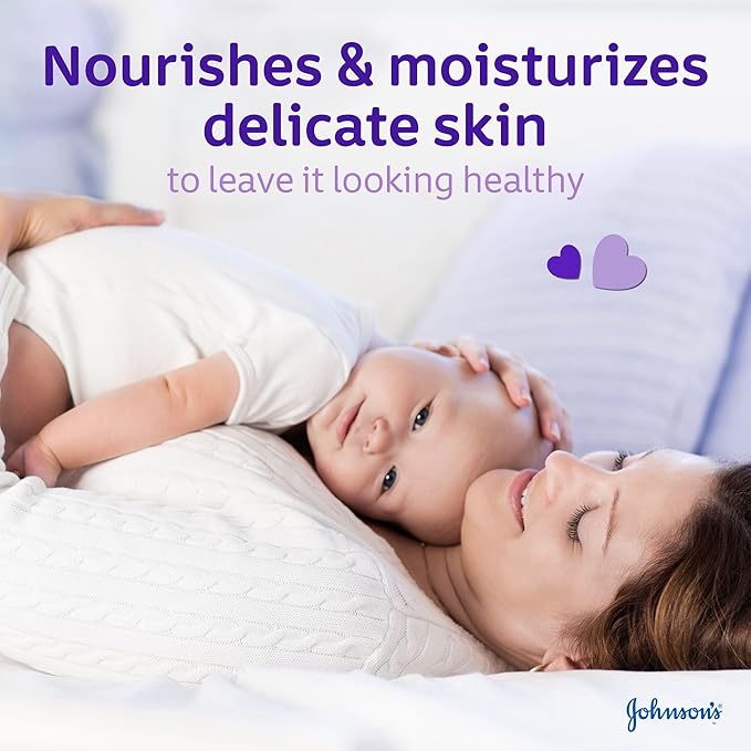 Refect Beauty Johnsons Sleep Time Baby Oil used by a mother to massage her baby for healthy, moisturized skin.