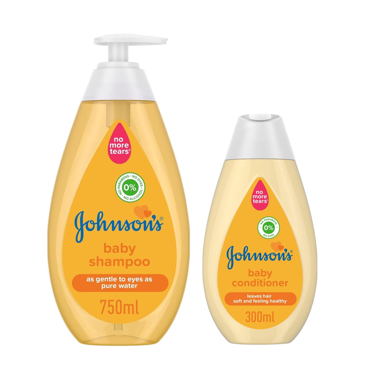 Refect Beauty Johnson's Baby Shampoo 750ml and Conditioner 300ml set with No More Tears formula for gentle hair care.