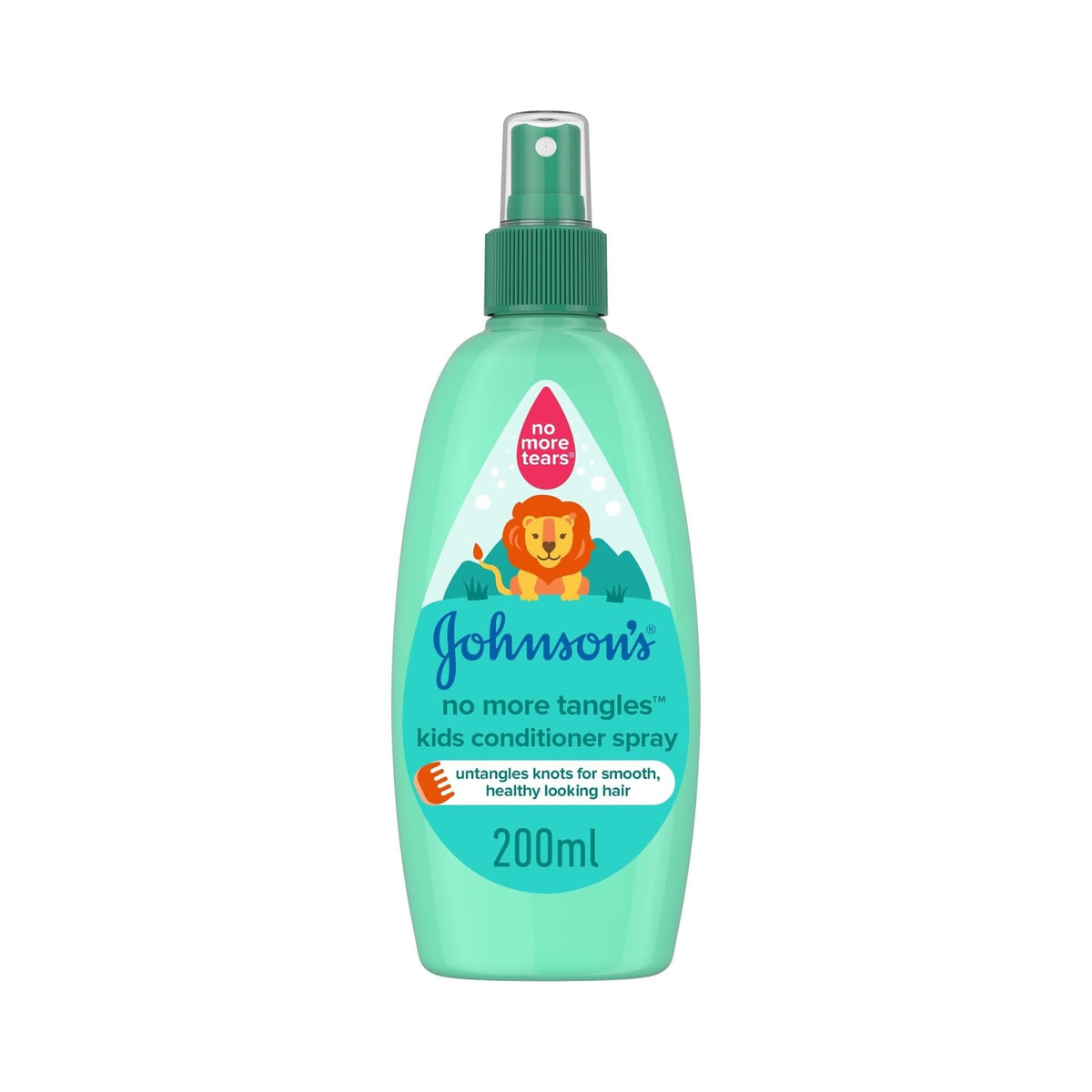 Refect Beauty Johnsons Kids No More Tangles leave-in conditioner spray in a 200ml light green bottle with lion graphic