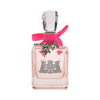 Refect Beauty Juicy Couture La La Eau de Parfum in a clear glass bottle with a bright pink ribbon and silver charms.