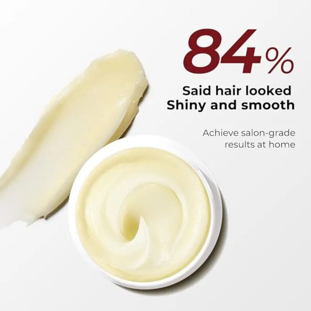 Refect Beauty Karseell collagen hair mask texture shown in a white jar with a creamy, smooth consistency.