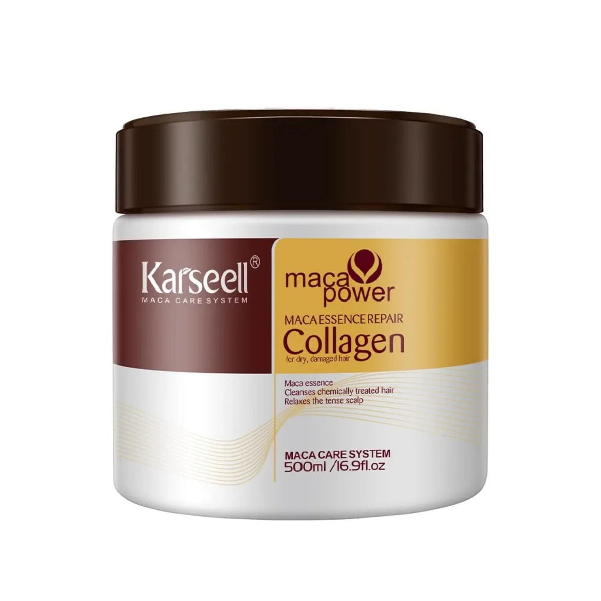 Refect Beauty Karseell Collagen Maca hair treatment mask in a 500ml jar for repairing dry and damaged hair.