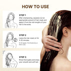Refect Beauty Karseell collagen hair mask application guide showing three steps for deep conditioning treatment
