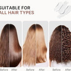 Refect Beauty Karseell Maca Power Moisture Shampoo showing before and after hair results for various hair types.