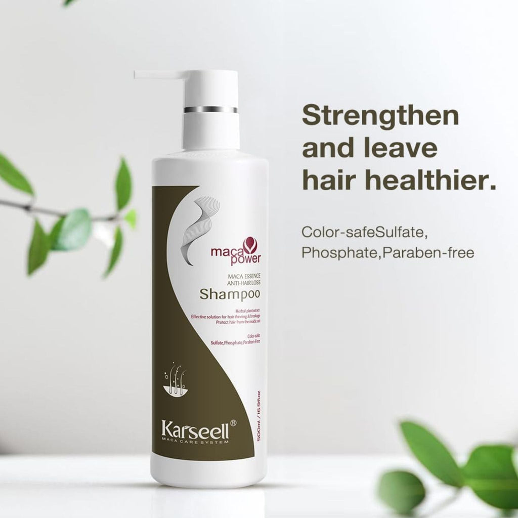 Refect Beauty Karseell Maca Power anti-hair loss shampoo bottle with pump dispenser on a clean white background.