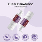 Refect Beauty Karseell Maca Power purple shampoo bottles for blonde and silver hair with anti-yellow toning benefits