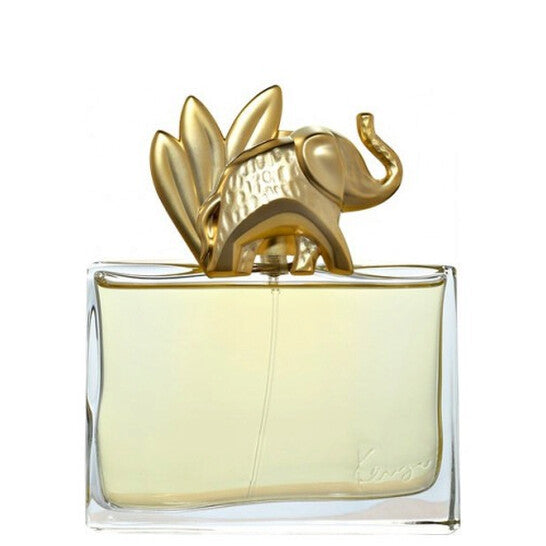 Refect Beauty Kenzo Jungle L Elephant Eau de Parfum in a rectangular glass bottle with a gold elephant cap.