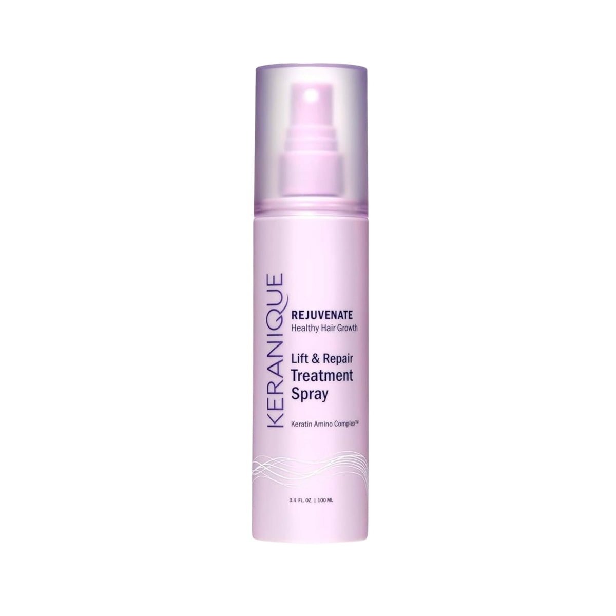Refect Beauty Keranique Lift & Repair Treatment Spray in a light purple bottle for fuller and smoother hair.