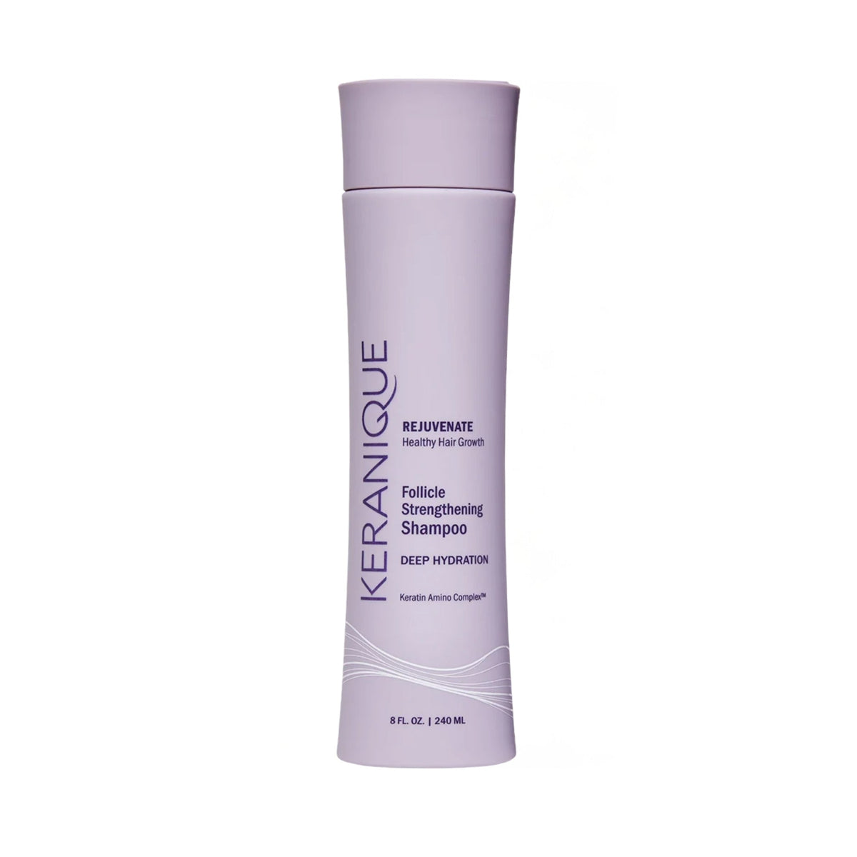 Refect Beauty Keranique Deep Hydration Follicle Strengthening Shampoo in a light purple 8 oz bottle