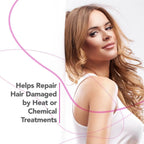 Refect Beauty Every Strand Keratin Repairing Conditioner model with healthy, shiny hair against a white background