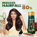 Refect Beauty Kesh King Aloe Vera anti-hairfall shampoo bottle with model holding a hairbrush for healthy hair