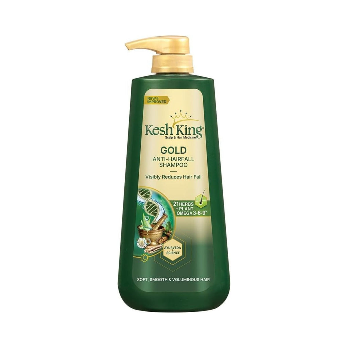 Refect Beauty Kesh King Gold Anti Hair Fall Shampoo bottle with Aloe Vera and Ayurvedic herbs for hair strengthening.