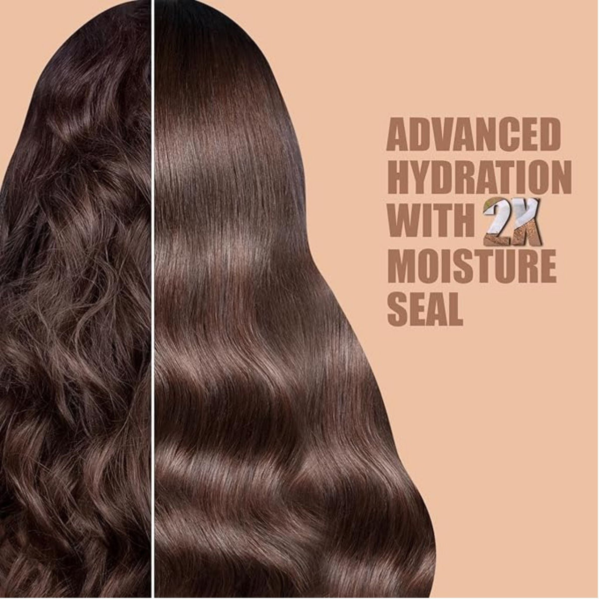 Refect Beauty Kesh King Organics coconut milk shampoo showing a before and after comparison of frizzy to smooth hair