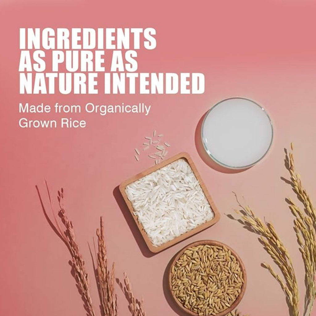 Refect Beauty Kesh King Organics fermented rice water shampoo ingredients featuring raw rice grains and rice water