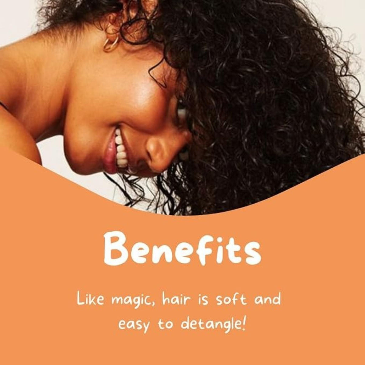 Refect Beauty Phyto Specific Kids Magic Detangling Spray benefits shown with a smiling girl with curly hair