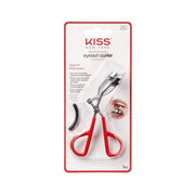 Refect Beauty Kiss Eyelash Curler in stainless steel with red handles and a replacement silicone pad in packaging